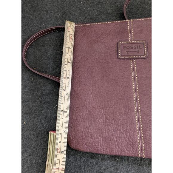 Fossil Vintage Leather Burgundy Plum Crossbody Bag Shoulderbag Purse Slim - Picture 12 of 13